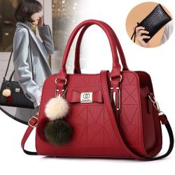Fashion Women High Quality  Handbags With Wallet China Wholesale PU Ladies Shoulder Bag Luxury Female  Handbag With Pompon