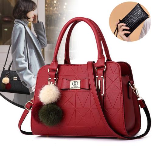 Fashion Women High Quality  Handbags With Wallet China Wholesale PU Ladies Shoulder Bag Luxury Female  Handbag With Pompon