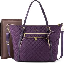 LOVEVOOK Dropshipping Multifunctional Quilted Shoulder Mummy Bag with Pacifier Holder Changing Pad trendy Large Diaper Tote Bag
