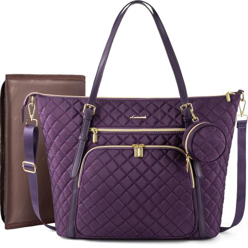 LOVEVOOK Dropshipping Multifunctional Quilted Shoulder Mummy Bag with Pacifier Holder Changing Pad trendy Large Diaper Tote Bag