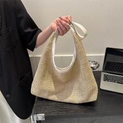 Summer new popular ladies handbag woven bag fashionable foreign style shoulder tote bag seaside travel beach straw bag