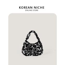 2024 Polyester Sequins Backpack Hardness Moderate Handbags Four Seasons Versatile Hand Shoulder Bag