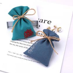 Custom Embroidery Small Organic Cotton Pouch Luxury Promotion Gift Sachet Packing Canvas Drawstring Bag
