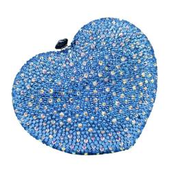 custom 2024 latest Luxury blue green heart-shaped Crystal Evening Clutch Bags Bridal Diamond Wedding Party Minaudiere Purse