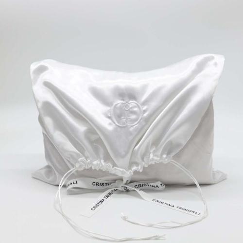 Custom Embroidery Logo Recycled Polyethylene Satin Dust Clothes Packaging Envelope Pouch Drawstring Cloth Storage Silk Satin Bag