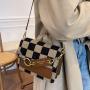 Fashion Classic Women's Checkerboard Mini Fabric Flap Shoulder Bags Luxury Brand Design Ladies Shoulder Bags