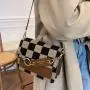 Fashion Classic Women's Checkerboard Mini Fabric Flap Shoulder Bags Luxury Brand Design Ladies Shoulder Bags