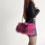 Winter women's plush tote handbag imitation raccoon fur European and American crossbody handbag fur bags