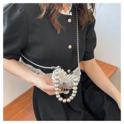 HR337 New Handheld Mini Metal Box Bag Fashion Style Magnetic Buckle Lipstick Bag Love Chain One Shoulder Crossbody Women's Bag