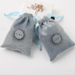Custom Logo Printed Gift Velvet Pouch for Jewelry Packing  Luxury Drawstring Velvet Dust Bag