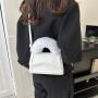 HR573 Women's Handbag PU Hardware Suction Buckle New Fashion Design Small Square Shoulder Bag Plush Portable Handbag for Women