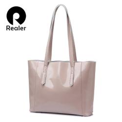 REALER Factory wholesale OEM real leather shoulder crossbody bag fashion casual Oil wax genuine leather tote bags women hand bag