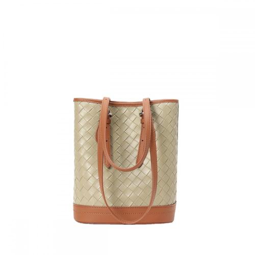 Luxury Fashion Women'S Genuine Leather Handbags Woven Shoulder Bucket Tote Hand Bags Designer Woman Big Size For Ladies Women