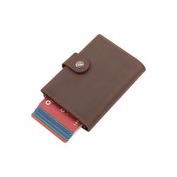 Wholesale genuine leather metal wallet credit card holder aluminium card holder smart wallet