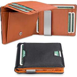 Slim front pocket wallet leather money clip card holder pu money clip with coin purse