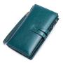 2024 Custom Waxed Oiled Genuine Leather Women Long Wallet For Ladies With RFID Design