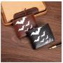 Wallets for foreign trade. Ultra-thin and portable short wallets. Retro starry sky bat printed soft leather zipper coin purses