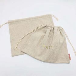 Eco-Friendly Jute Gift Drawstring Bag Custom Logo Printed Jute Linen Pouch Gift Coffee Shoe Dust Burlap Bag Recyclable