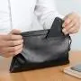 Custom Logo High Quality Luxury Leather Men Envelope Purse Fashion Designer Wristlets Bags Clutch Wallet for Men