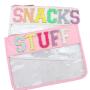 RTS Travel Snacks Chenille Patch Flat Nylon Transparent Cosmetic Makeup Clear Pouch With Zipper Nylon Pouch Bag