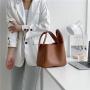 Creative design temperament shoulder bag women's luxury bucket bag fashion plain trend box women's handbag