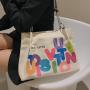 Letter Printing Fashion Women Bags Large Capacity Canvas Tote Bag Pure Color Ladies Handbags Women Bag JY220815