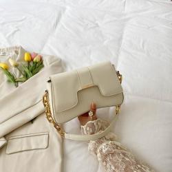2024 New Small Square Diamond Lattice Bag Pu Solid Zipper Fashion Single Shoulder Messenger Bag With Chain Ladies Handbag