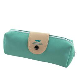 HR206 New Trend PU Snap Pen Bag Simple and Fresh Students Stationery Pencil Box Customized Logo Business Gift Pencil Storage Bag