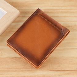 ZR631 Genuine Leather Men Wallet Coin Purse Small Card Holder Vintage Wallets RFID Blocking High Quality Wallet Customized logo