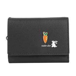 HR559 Women Mini Wallets PU Leather Cute Rabbit Radish Decoration Girls'Coin Purses Vintage Small Coin Pouch Credit Card Holders