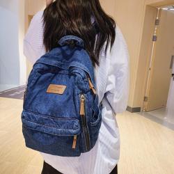Large capacity denim backpack, new fashionable backpack