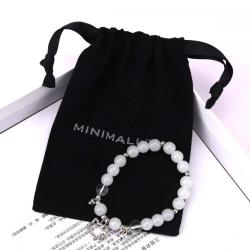 Custom Logo Printed Small Canvas Drawstring Bag For Candle Packaging Black Soild Gift Storage Dust Cotton Pouch