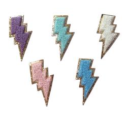 New Design Chenille Patches embroidery New Arrival iron On Lightning Bolt Iron On Patch
