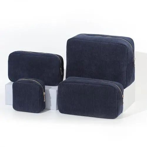 Eco Friendly Hot Sale Travel Cosmetic Bag Corduroy Pouch Custom Designer Personalized Makeup Brush Set