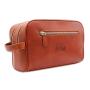 Portable travel cosmetic bag for men custom premium genuine leather makeup bag organizer with double zipper