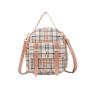 Women's Bag 2024 Summer Korean Printed Lattice Clash Double Bar Front Pocket Handbag Small Backpack