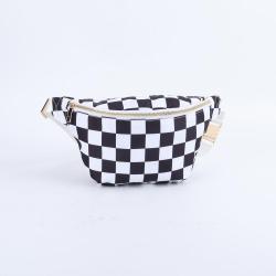 Keymay Print Your Own Pattern Inner Zipper Pocket Gold Hardware Waterproof Nylon Waist Pack Plaid Fanny Pack Chest Waist Bag