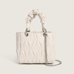 Gentle Niche Design Women'S Bag Fashion Pleated Commuting Solid Color Handbag With Chain Texture Single Shoulder Crossbody Bag