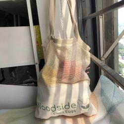 Custom Cotton Mesh Tote Shopping Bag Supermarket Food Fruit Egg Packaging Tote Bag