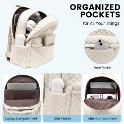 Quilted Travel Large Capacity Backpack Airline Approved Work Business Bookbag Teacher Bag Laptop Backpack Purse with USB Port