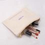 New Fabric 8oz Canvas Zipper Travel Makeup Pouch Custom Logo Printing Natural Cotton Canvas Pen Cosmetic Bag