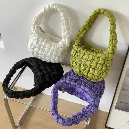 Fashion creative design pleated plaid shoulder bag   trendy multi-color handbags   Soft Nylon hand bags for women