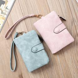 Frosted Wallet for Women Short Female Purse Soft PU Leather Korean Cute Tri-fold Card Holder Ladies Small Standard Wallets Bag