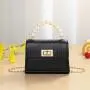 Ladies Crocodile Jelly Crossbody Bag Fashionable Portable Single Strap Handbag Zero Wallet Pearl for Children Cross-Border Style