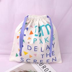 Custom Full Screen Printed Cotton Twill Toys Books Stationery Packing Drawstring Bag Recycled Gift Dust Cotton Pouch