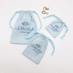 Custom Logo Printed Jewelry Cotton Pouch Small Cosmetic Gift Storage Muslin Packaging Drawstring Cotton Bag