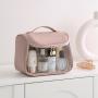 Custom Logo PU PVC Wash Portable Makeup Bag Handle Storage Cosmetic Bag Large Hanging Clear Travel Toiletry Bag