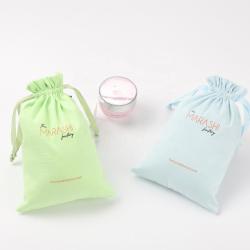 Recyclable Custom Logo Square Bottom Thick Canvas Makeup Drawstring Bag Large Dust Towel Packaging Cotton Cosmetic Pouch