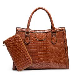 2024 Custom Crocodile Vegan Leather Hand Bag For Women Ladies With Clutch Purse