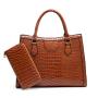2024 Custom Crocodile Vegan Leather Hand Bag For Women Ladies With Clutch Purse